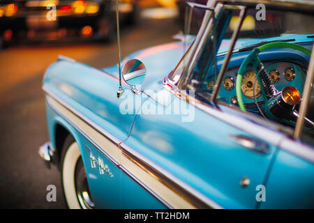 Driver Side Close Up View of a 1956 Desoto Firedome Two Door Hardtop, Classic American Autromobile Stock Photo