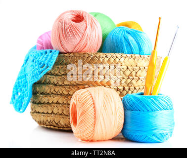 Yarns In Basket With Crochet Hooks In Harmonious Colors. Knitting, Crocheting  Supplies. Stock Photo, Picture and Royalty Free Image. Image 101646349.