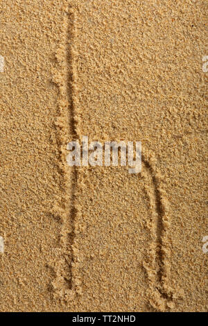 Alphabet letter written on wet beach sand Stock Photo