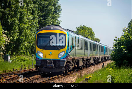 Transpennine Express class 185 diesel train on it's way to Manchester, United Kingdom. Stock Photo