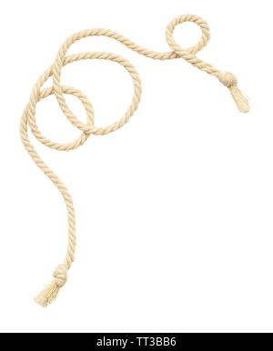 Twisted beige rope isolated on white background Stock Photo