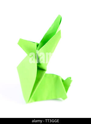 Origami rabbit, close up, isolated on white Stock Photo