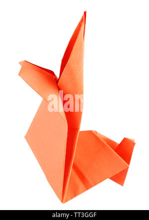 Origami rabbit, close up, isolated on white Stock Photo