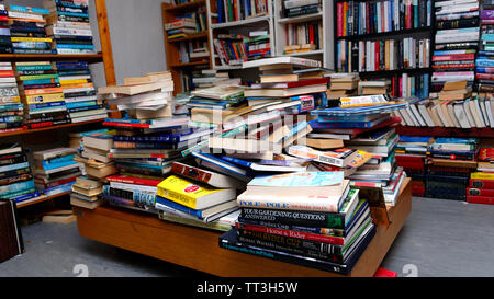 Rows of books inside Sue Ryder secondhand bookshop in Dublin,Ireland Stock Photo