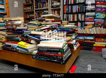 Rows of books inside Sue Ryder secondhand bookshop in Dublin,Ireland Stock Photo