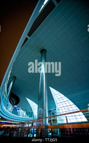 Inside architectural view of Emirates Terminal 3 Airport, Dubai, UAE. Stock Photo