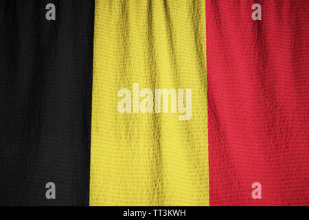 Ruffled Flag of Belgium Blowing in Wind Stock Photo