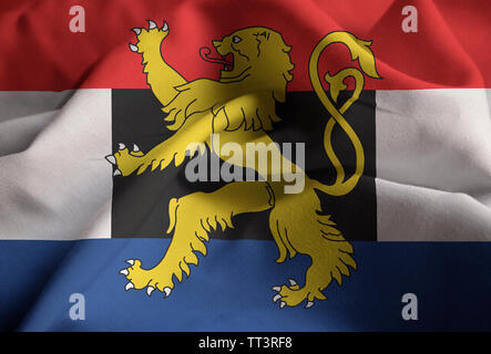 Ruffled Flag of Benelux Blowing in Wind Stock Photo