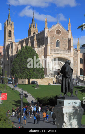 Spain, Madrid, San Jeronimo el Real Church, Goya Monument, people, Stock Photo