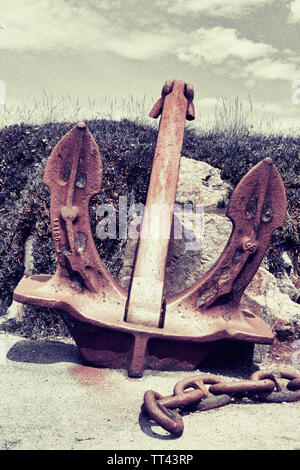 Anchor and chain.  A Coruna, A Coruna Province, Galicia, Spain. Stock Photo