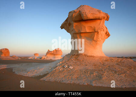 Bizarre rock formation in White desert, Egypt Stock Photo