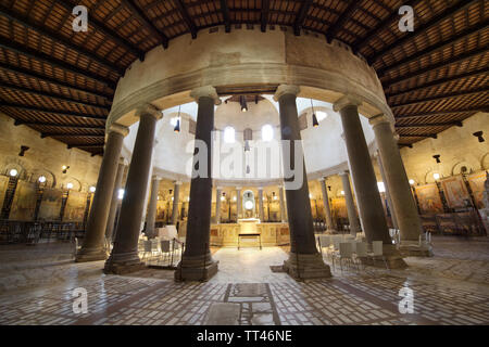 Interior of Santo Stefano Rotondo (Basilica of Saint Stephen in the Round inspired by the Church of the Holy Sepulchre of Jerusalem, 5th c AD) - Rome Stock Photo