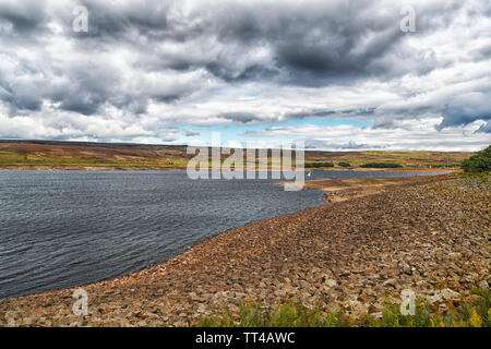 Grimwith Reservoir,Yorkshire Dales with dark rain clouds Stock Photo