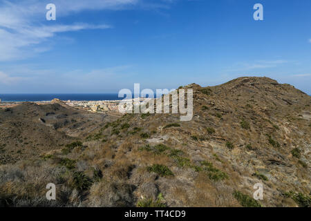 Panoramic view of Cabo de Palos from Monte de las Cenizas y Peña del Águila Regional Park, Murcia, Spain Stock Photo