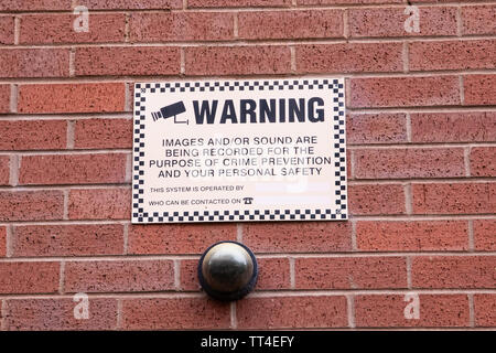 Dome Camera and CCTV Warning Sign Stock Photo