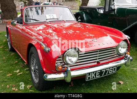 A 1966 Triumph TR4  on display at the Quay Green Classic Car Meet, part of  the 2018 Sandwich Festival, Kent Stock Photo