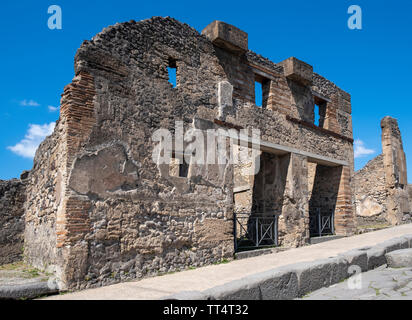 Ruins in the archaeological excavations of the ancient Roman town of Pompeii in Campania near Naples in Southern Italy Stock Photo