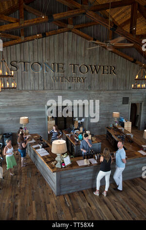 UNITED STATES - July 18, 2016: Stone Tower Winery just won favorite winery with spectacular tasting room, views of their vineyards and also of Western Stock Photo