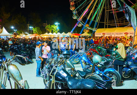 AO NANG, THAILAND - APRIL 27, 2019: Ao Nang Bike Week attracts tourists and locals to visit this event, helding next to the Night Market and Amusement Stock Photo