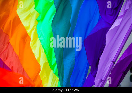 Gay pride rainbow flag fills the frame for a colorful background Stock ...