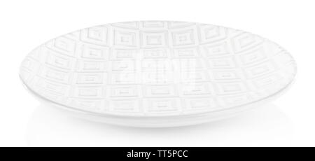 Pink plate with pattern isolated on white Stock Photo