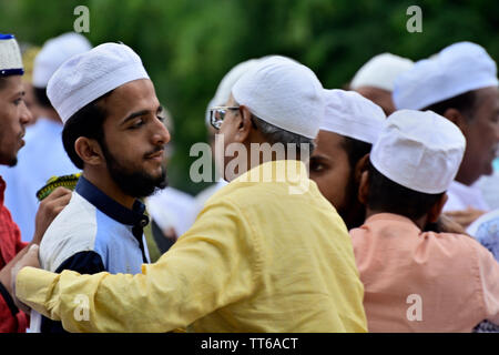 Calcutta, India - Jun 5, 2019: Muslim people are celebrating Eid al fitar. Stock Photo