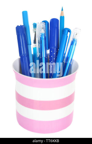 blue markers isolated on white background Stock Photo - Alamy