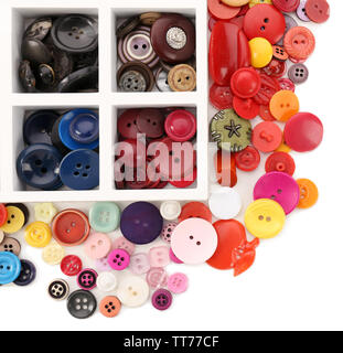 Colorful sewing buttons isolated on white Stock Photo