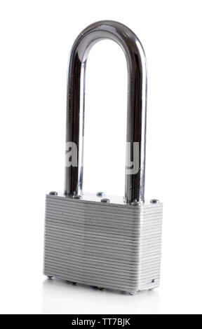 Padlock with keys isolated on white Stock Photo