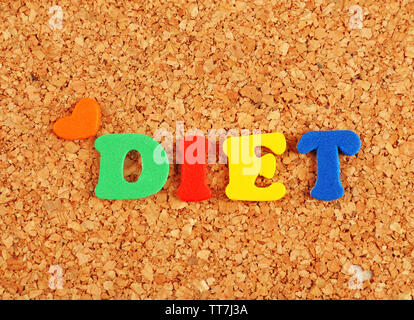 Diet word on cork board background Stock Photo