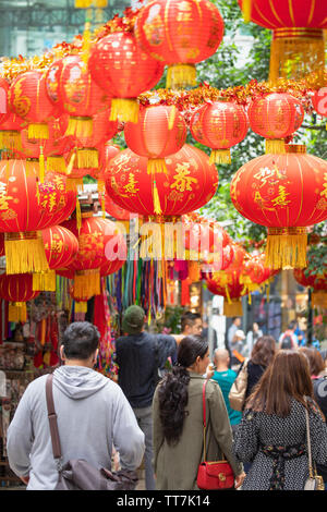 Lanterns on Pottinger Street, Central, Hong Kong, China Stock Photo