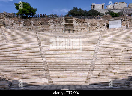 Athens, Attica / Greece. Interior view of the Odeon of Herodes Atticus (or Herodeon). It's a stone theater located on the southwest slope of Acropolis Stock Photo