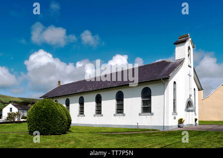 White rural church located on Valentia Island in County Kerry,Ireland. Stock Photo