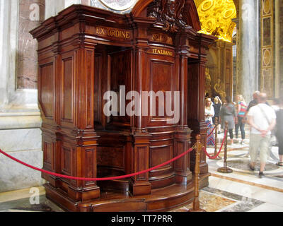 A CONFESSION BOOTH INSIDE SAINT PETER'S BASILICA, ROME, ITALY. Stock Photo