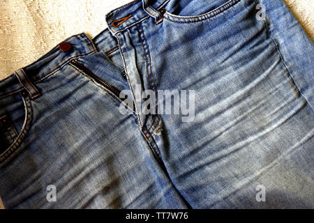 Photo of a blue denim short pants Stock Photo