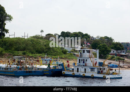Embark and Disembarkation of Gas, Amazônia, Manaus, Amazonas, Brazil Stock Photo