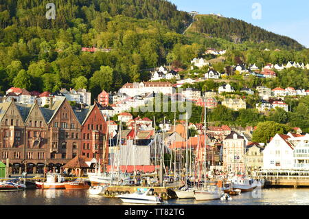 Bryggen in Bergen Harbour Stock Photo