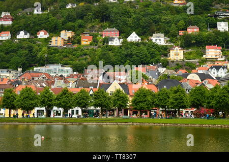 Homes on the Mountain Bergen Stock Photo