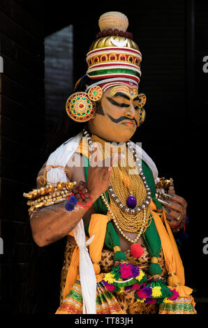 SOFIA, BULGARIA - June 15, 2019: Kathakali dance show at the Boris Garden Sofia in Bulgaria. Kathakali dancer. Kathakali is one of the major forms Stock Photo