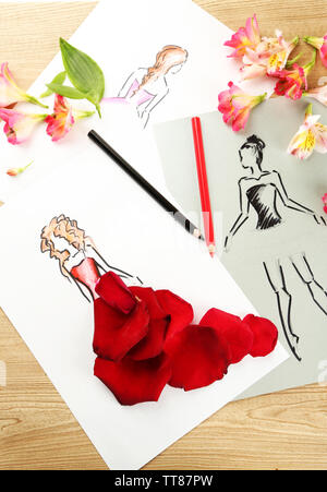 Beautiful Dresses Sketches Completed with Flowers  Fubiz Media