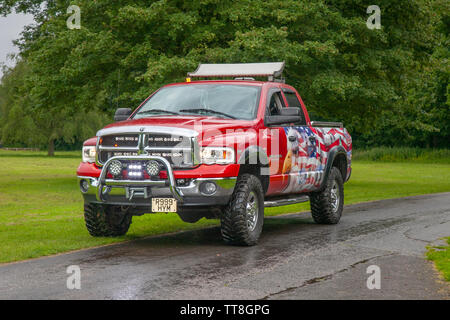 2004 red Dodge Ram 1500 Truck USA. Popular vintage, old classic collectible veteran super cars, future modern classics at Leyland Summer festival. Stock Photo