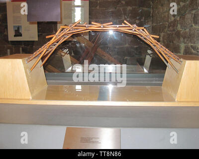 EXHIBIT OF EMERGENCY BRIDGE, LEONARDO DA VINCI INVENTIONS, WOODEN,  VINCI, ITALY Stock Photo