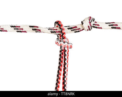 another side of leash based on slip knot tied on synthetic rope cut out on white background white background Stock Photo