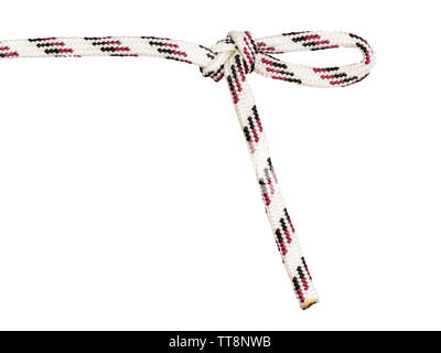 figure-eight knot with draw-loop tied on synthetic rope cut out on white background Stock Photo