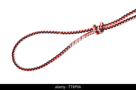 fisherman's loop knot tied on synthetic rope cut out on white background Stock Photo