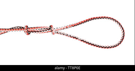 englishman's loop knot tied on synthetic rope cut out on white background Stock Photo
