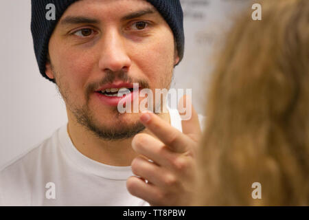 Egor Orudzhev, SMP Racing Team driver, post qualifying press conference, WEC Total 6 Hours of Spa-Francorchamps 2019 Stock Photo