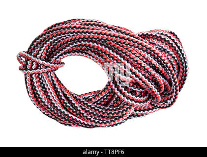 bight of multicolour rope cut out on white background Stock Photo