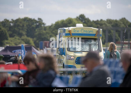 Dunsfold Park, Cranleigh, Surrey, UK. 15th June 2019. 15th and final Dunsfold Wings and Wheels features dynamic air and motoring displays, running from 15th-16th June. The historic WW2 airfield closes shortly to be demolished for new housing. Credit: Malcolm Park/Alamy Live News. Stock Photo