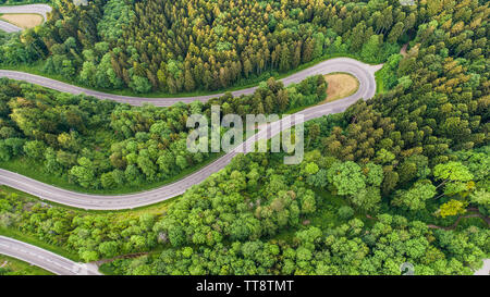 High Angle View Of Mountain Pass Road Amidst Trees